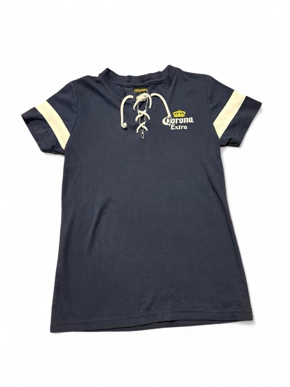 Navy Lace-Up Tee